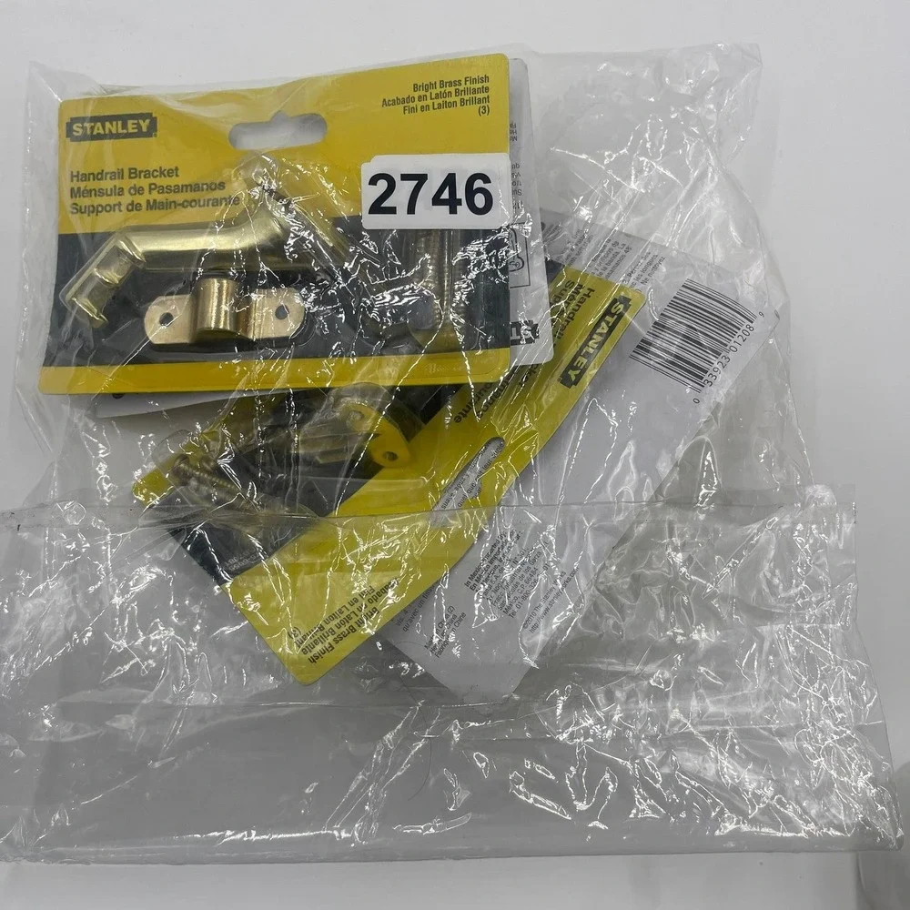 4‎ Pack Stanley 75 6055 Bright Brass Finish Handrail Brackets New